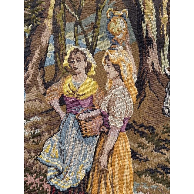 Vintage French By The Lake Jacquard Tapestry in the style of Aubusson, 1970s For Sale - Image 10 of 18