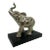 Contemporary Silver Aluminum Metal Elephant Sculpture Standing on Black Wood Plinth For Sale