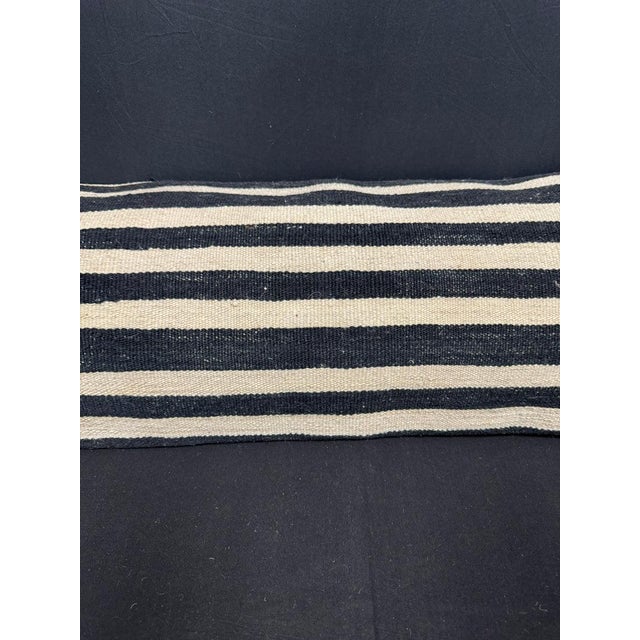 Contemporary Turkish Hemp Pillow Cushion Natural Beige Black Cushion Cover 14"x40" For Sale - Image 3 of 4