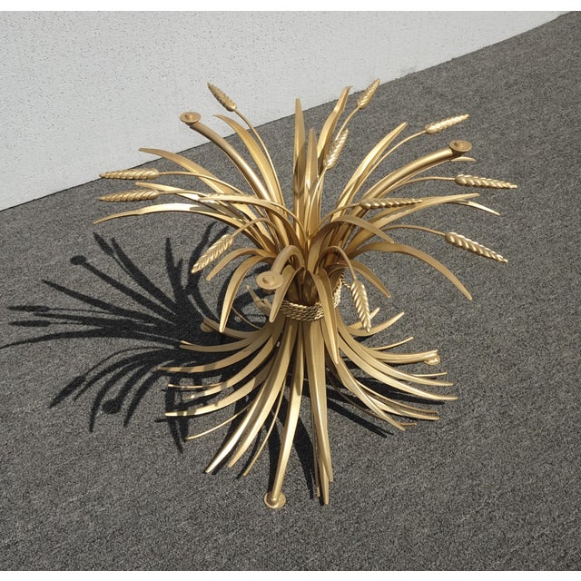 Metal Vintage Italian Gold Wheat Sheaf Side Table For Sale - Image 7 of 11