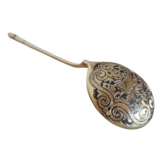 Antique Russian Silver-Gilt Niello Spoon, 1865 For Sale