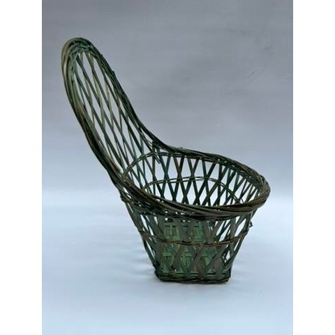Vintage Green Basket For Sale - Image 4 of 7