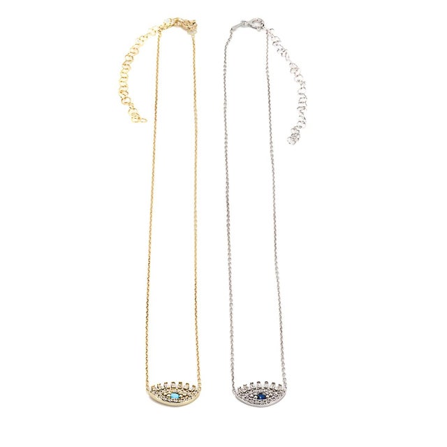 Contemporary Diamond Long Lash Evil Eye Necklace For Sale - Image 3 of 10