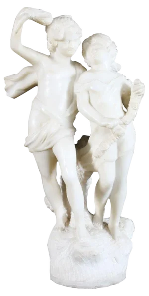 Marble Sculpture of Siblings, 1920s