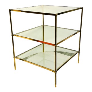 70’s MCM Italian Brass Glass End Table For Sale