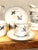 English Antique Hand-Painted Ducks in Flight Teacup and Saucer Sets with Creamer & Sugar- 10 Pieces For Sale - Image 3 of 7
