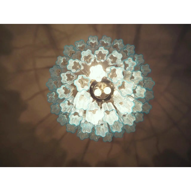 Blue Three-Tier Murano Glass Tube Chandelier in Blue Glasses For Sale - Image 8 of 10