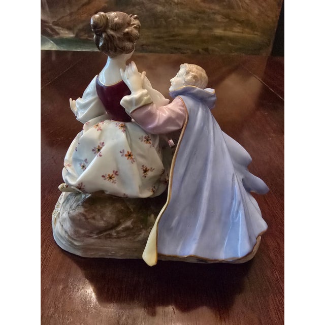 Antique Meissen Style Porcelain Romantic Figurine For Sale - Image 12 of 12
