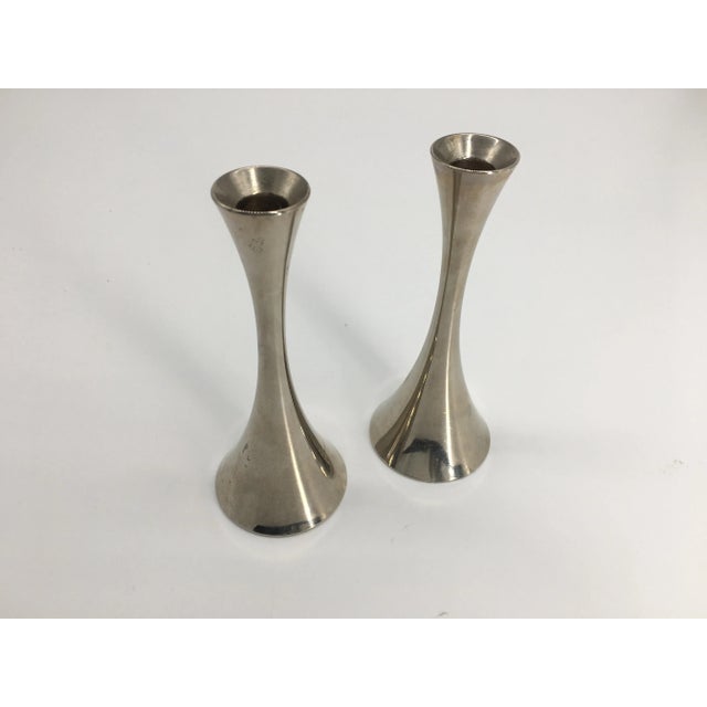 Mid-Century Silver Candlesticks- a Pair For Sale In Greenville, SC - Image 6 of 6