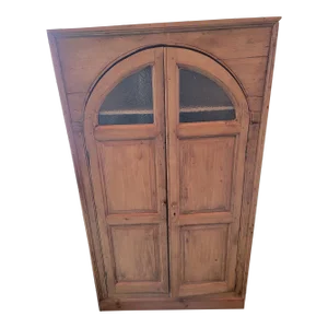 Antique English Pine Corner Cupboard With Original Hinges