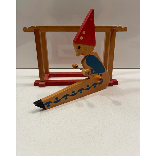 Early 20th Century Antique Wooden Handpainted Rocking Clown Acrobatic Flip Toy, East Russian For Sale - Image 5 of 12