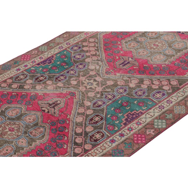 Rug & Kilim Vintage Persian Shiraz Rug in Pink and Teal Floral Patterns by Rug & Kilim For Sale - Image 4 of 7