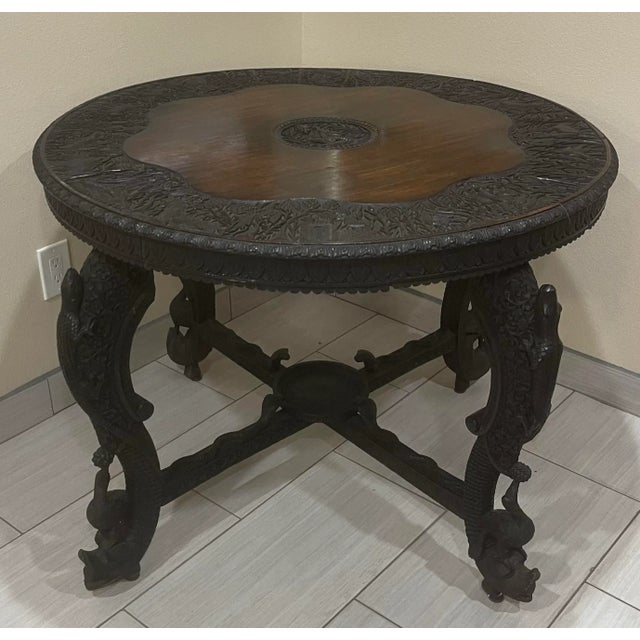 Indian 19th Century Carved Anglo-Indian Table. Rosewood. With Buddha Design For Sale - Image 3 of 11