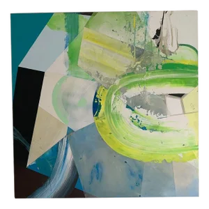 "Yellow, Green" Abstract Mixed-Media Painting
