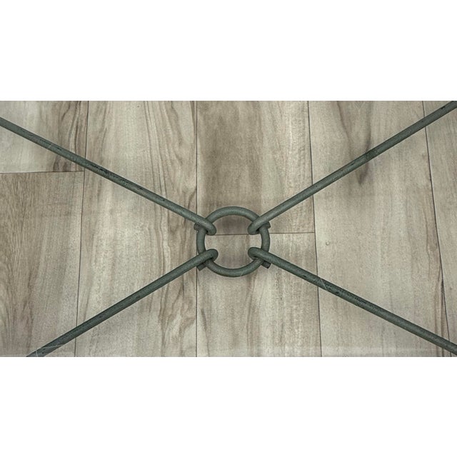 Vintage Giacometti Style Verdigris-Finish Metal & Glass Coffee Table For Sale In Los Angeles - Image 6 of 14