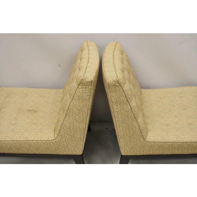 Vintage Edward Wormley for Dunbar Wood Frame Slipper Lounge Chairs - A Pair For Sale - Image 4 of 12