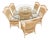 Vintage Rattan Wicker Dining Set Oval Beveled Glass Table 6 Chairs Coastal Boho For Sale