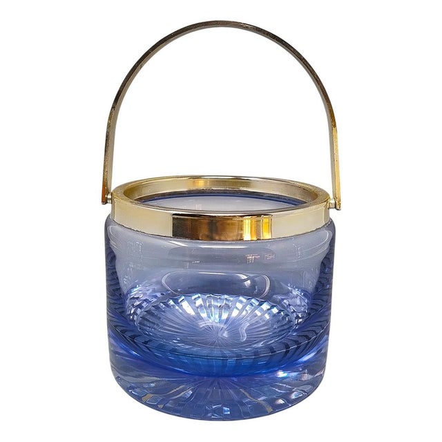 Blue Blue Ice Bucket in Crystal by l.A.C.S., Italy, 1970s For Sale - Image 8 of 8