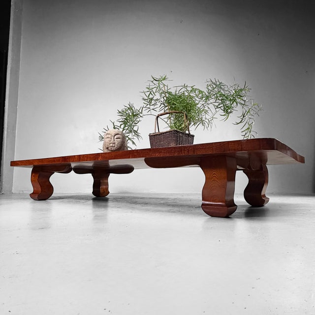 Large vintage Japanese low table, also known as a zataku, dating from the 1960s–1970s. Dimensions: height 31 cm, width 200...