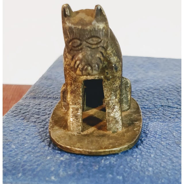 Vintage Asian Bronze Dog Fox Scroll Weight Holder For Sale - Image 9 of 10