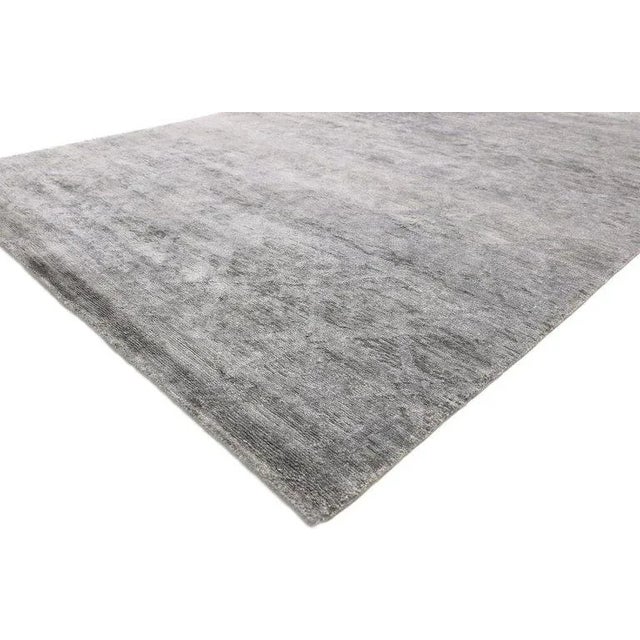 Contemporary Gray Area Rug with Scandi-Modern and Nordic Style 06'01 x 09'02. This hand knotted wool contemporary area rug...