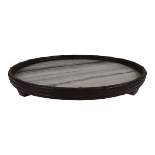 1930s Chinese Elliptical Marble Serving Tray For Sale