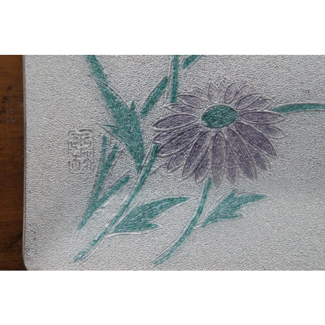 Mid 20th Century Vintage Japanese Tutanka Floral Enamel Cloisonné Trinket Sushi Dishes- Set of 2 For Sale - Image 5 of 10