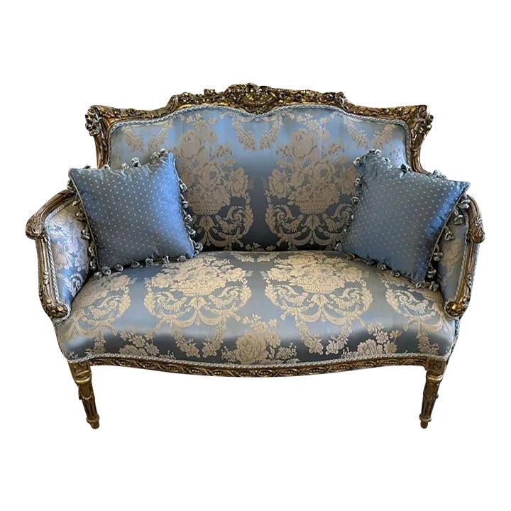 French Style Royal Blue Tufted Sofa Chairish