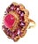 Bochic "Flamenco" Vintage Ruby & Multi Color Gems Cocktail Ring 18K Gold & Silver For Sale