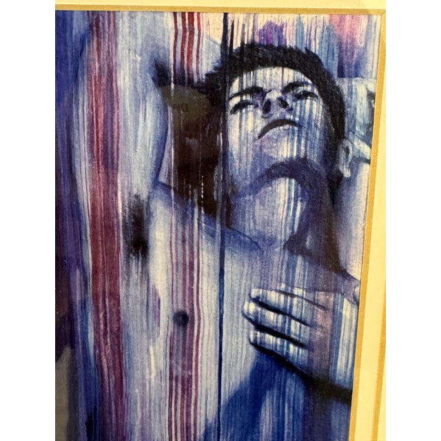 Blue René Capone "Boy With Vertical Lines" Signed Print, Circa 2012 For Sale - Image 8 of 12