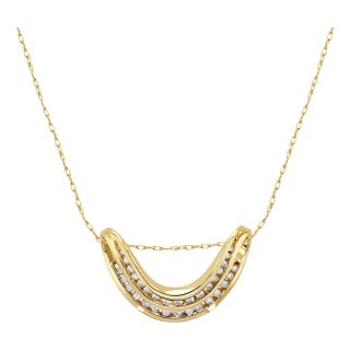 Double Row Diamond Slider Necklace 16" For Sale