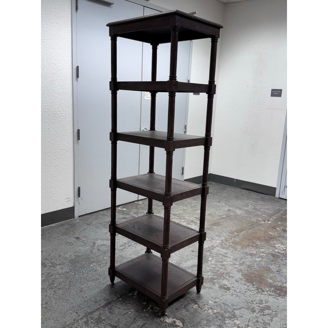 2010s Restoration Hardware Weathered Oak Wood Etagere For Sale - Image 5 of 12