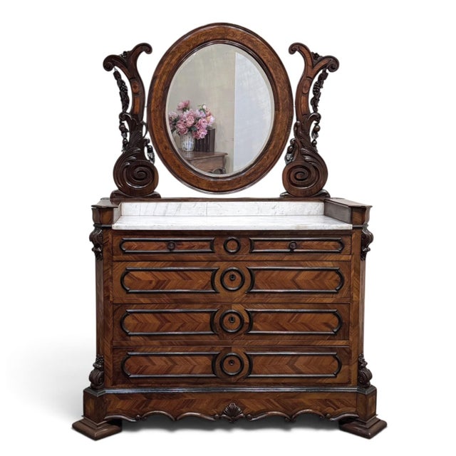 French French Napoleon III Period Rosewood Commode ~ Vanity ~ Washstand For Sale - Image 3 of 18