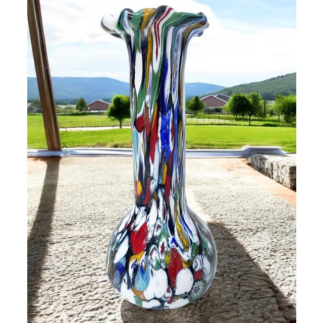 Mid-Century Modern Murano Vase with Multi-Flowered Murrine For Sale - Image 3 of 15