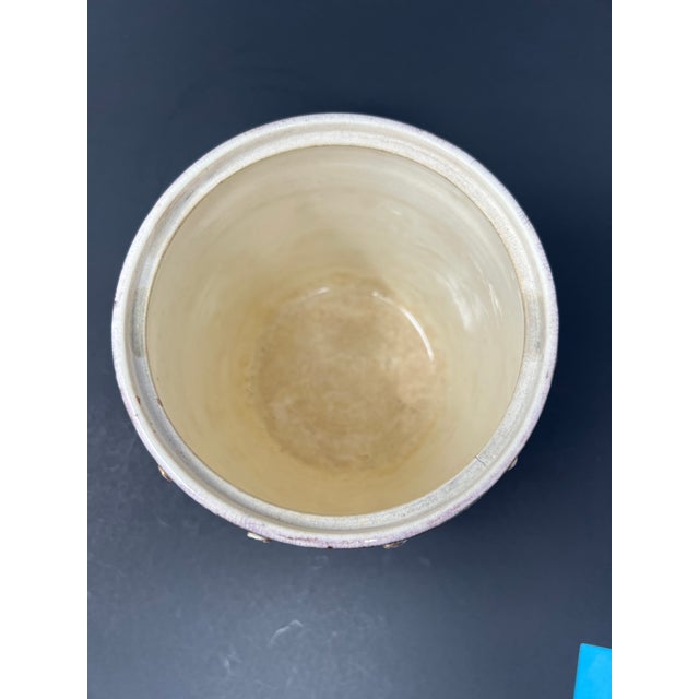 Tan Antique Japanese Satsuma Lidded Biscuit Jar, Hand-Painted Gilt Moriage, Meiji c.1900 For Sale - Image 8 of 9