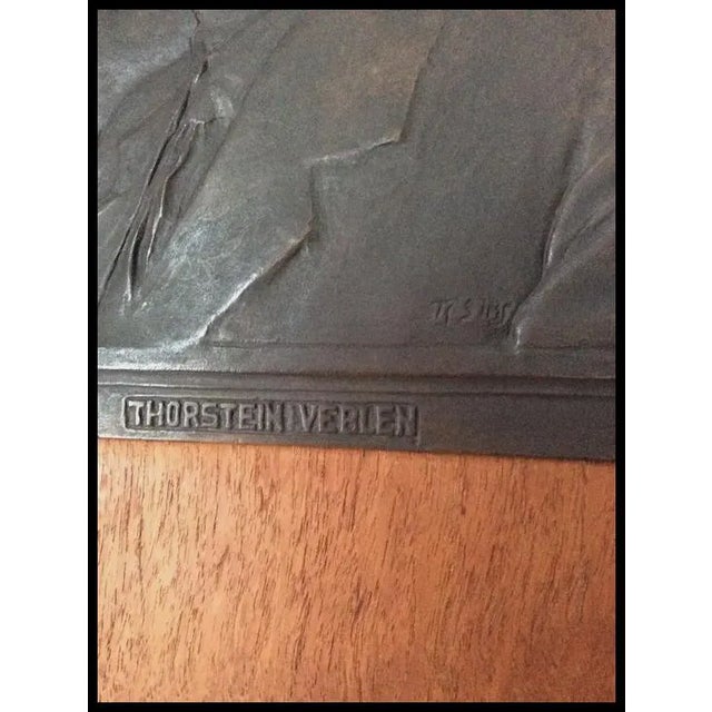 Figurative Antique Bronze Sculpture Plaque of Thorstein Bunde Veblen Economist Sociologist For Sale - Image 3 of 6