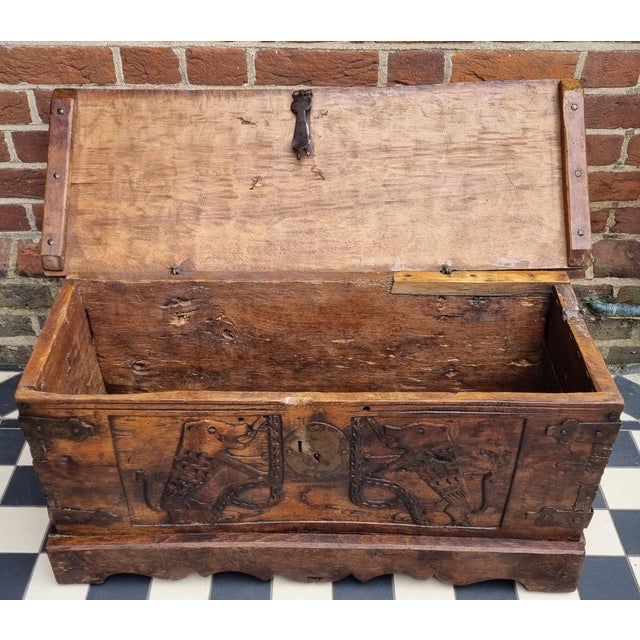 Small Carved Walnut Coffer, Early 16th Century For Sale - Image 9 of 11
