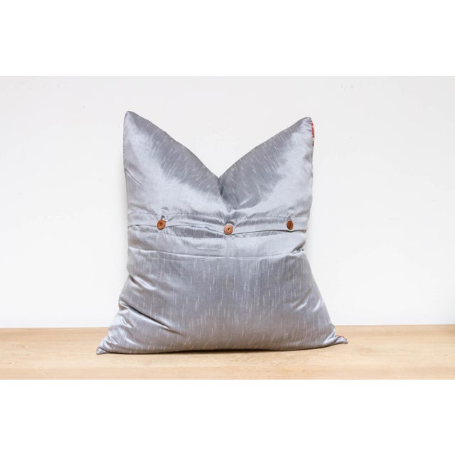 1990s Modern Gray Festive Silk Euro Pillow Cover For Sale - Image 5 of 7