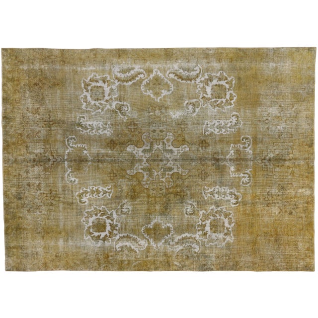 Distressed Vintage Turkish Rug With Earth-Tone Colors - 08'01 X 11'03 For Sale