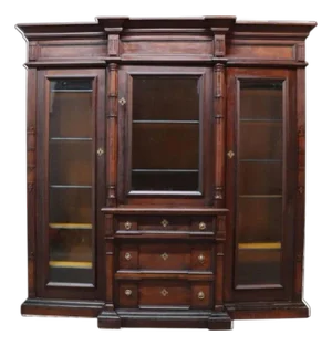 Oversized Victorian Walnut & Burl Triple Door Secretary Desk/Bookcase C1880