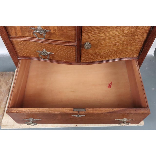 Brown Antique Quarter Sawn Oak Highboy Dresser For Sale - Image 8 of 16