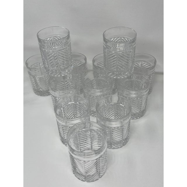 Art Deco Vintage Ralph Lauren Crystal Herringbone Classic Double Old Fashioned Glasses, Set of 12 For Sale - Image 3 of 15