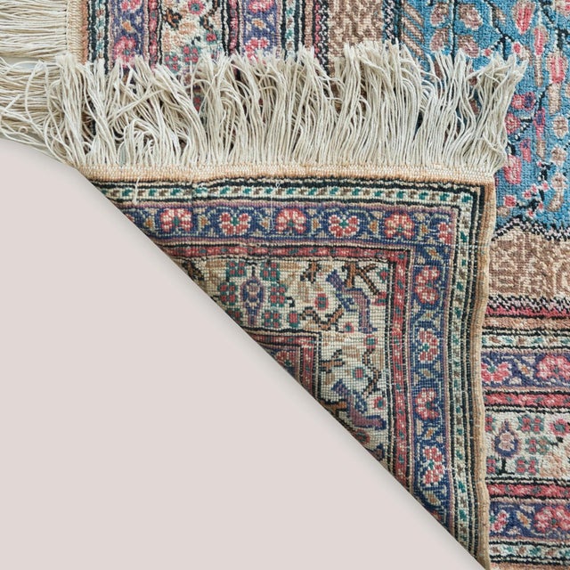 Textile Vintage Hereke Silk Prayer Tree of Life Rug, 1950s For Sale - Image 7 of 8