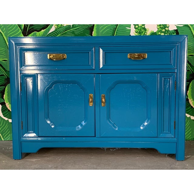 Thomasville Sideboard in Blue Lacquer Chairish