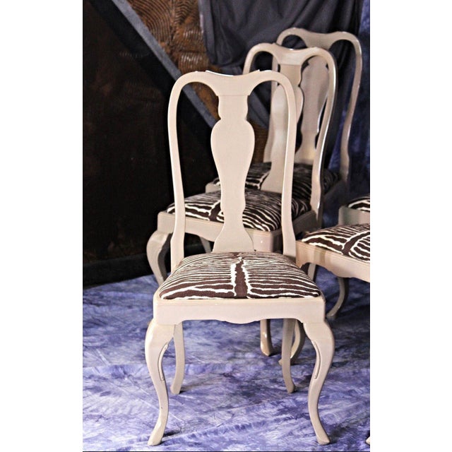Queen Anne Zebra Painted Dining Chairs Set of 8 Chairish