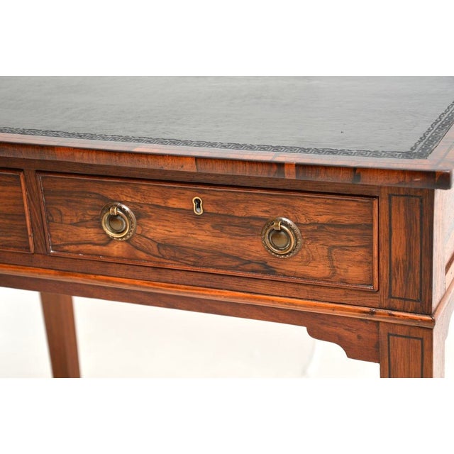 Metal Antique Georgian Inlaid Writing Table, 1800s For Sale - Image 7 of 11