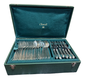 Silver-Plated Metal Cutlery Service with Spatours Pattern from Christofle, 1950s, Set of 73