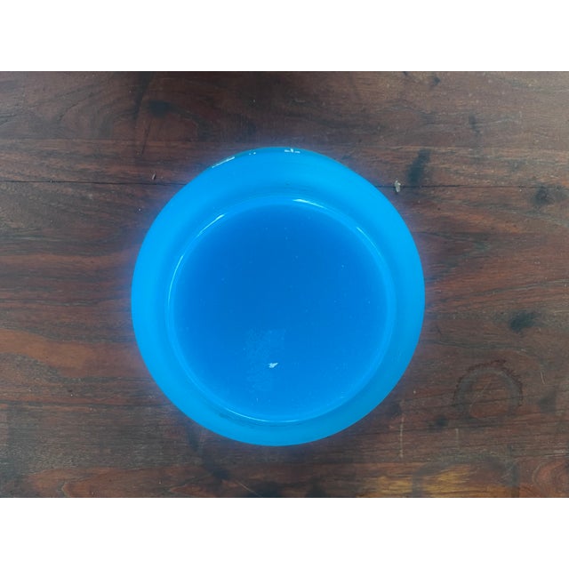 1900 - 1909 Antique French Art Nouveau Blue Opaline Glass Bowl For Sale - Image 5 of 5