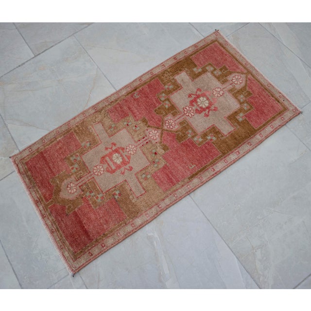 1970s Vintage Hand Knotted Small Rug For Sale - Image 4 of 7