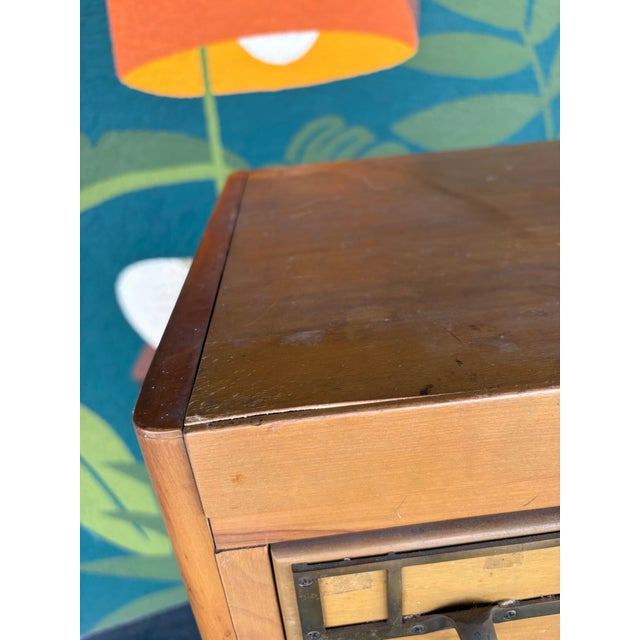 Brown Mid Century Maple 72 Drawer Library Card Catalog For Sale - Image 8 of 12